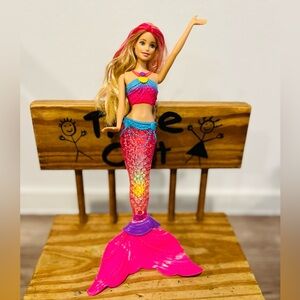 2015 Dreamtopia Rainbow Light Barbie Mermaid Light Up Tail Blonde Barbie Working